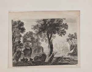 Gabriel Perelle (Vernon, 1604 - Paryż, 1677), Zestaw trzech rycin przedstawiających krajobrazy z wędrowcami