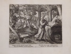 Lotto di 3 incisioni di anacoreti di Raphael Sadeler