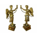 Pair of torchbearer angels in carved and gilded wood, central Italy, 17th century
