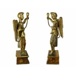 Pair of torchbearer angels in carved and gilded wood, central Italy, 17th century