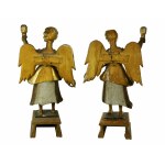 Pair of torchbearer angels in carved and gilded wood, central Italy, 17th century