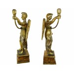 Pair of torchbearer angels in carved and gilded wood, central Italy, 17th century