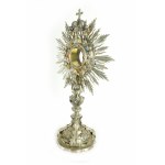 Antico ostensorio da parata in argento sbalzato, cesellato ed in parte dorato. Manifattura romana fine del XVII secolo - inizi del XVIII