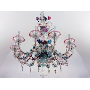 Lustre circulaire en verre polychrome de Murano, de fabrication vénitienne, 19e/20e siècle