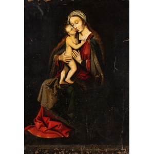 Ambrosius Benson (Lombardia, 1495 - Bruges, 1550) Cerchia diValeriano Magni (Milano, 1587 - Salisburgo, 1661) a firma di, Madonna con Gesù Bambino in braccio