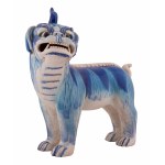 Chien Pho en porcelaine bleue et blanche