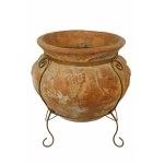 ORCIO BASSO IN TERRACOTTA CON TRIPODE IN FERRO BATTUTO
