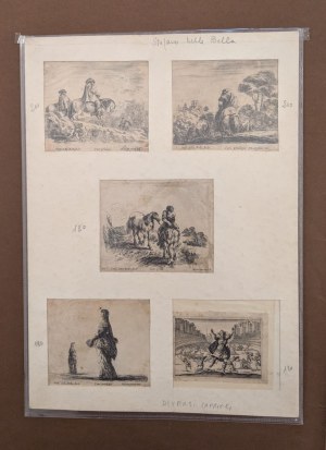 Folder con 4 incisioni di Stefano della Bella e una di Edouard Eckman da Jacques Callot