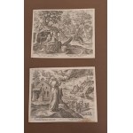 Lotto di 10 incisioni e frontespizio del volume Illustrium Anachoretarum Elogia siue religiosi viri musaeum di Iacobo Cavacio Monaco Benedettino [..]