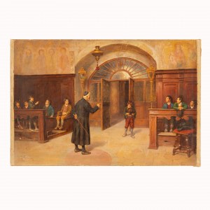Francesco Bergamini (Roma, 1851 - Roma, 1900), Il rimprovero in sagrestia
