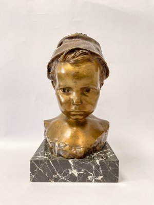 Giovanni De Martino (Neapol, 1870 - Neapol, 1935), rzeźba z brązu przedstawiająca dziecko w kapeluszu