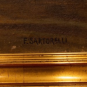 Francesco Sartorelli (Cornuda, 1856 - Udine, 1939), Widok jeziora z rybakami