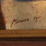 Ugo Malvano (Torino, 1878 - Finale Ligure, 1958) a firma di, Natura morta con caffettiera pipe e ciliegie