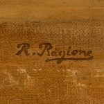 Raffaele Ragione (Napoli, 1851 - Napoli, 1925) a firma di, Scorcio di via con venditore di frutta