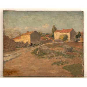 Niccolò Cannicci (Firenze , 1846 - Firenze , 1906), Paesaggio con casolari