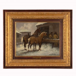 Alessio Issupoff (Vjatka, 1889 - Rzym, 1957), Odpoczywające konie na śniegu