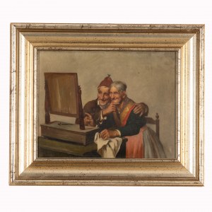 Pietro Pederzoli (1899 - 1975) Attribué à, Couple âgé se regardant dans un miroir