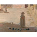 Romeo Borgognoni (Ravenne, 1875 - Pavie, 1944), Vue d'une place avec une statue