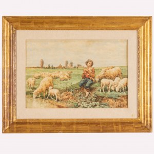 Giuseppe Gabani (Senigallia, 1846 - Rzym, 1899), Pasterz grający na fletni wśród trzody