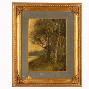 Lorenzo Delleani (Pollone, 1840 - Turyn, 1908), Mężczyzna w lesie