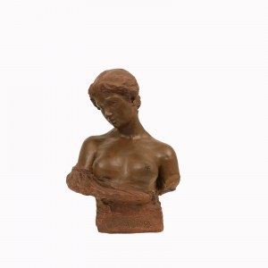 Costantino Barbella ( Chieti, 1853 - Roma, 1925), Scultura in terracotta Pensierosa