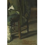 Teofilo Patini (Castel di Sangro, 1840 - Naples, 1906), Domestic interior with seated male figure.