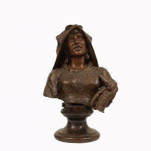 Costantino Barbella ( Chieti, 1853 - Roma, 1925), Scultura di bronzo Donna di Scanno