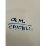 Manifattura di Castelli (TE) del XX secolo, Giuseppe Mercante, Piatto con decoro ad ornato a paese nella tonalità del blu