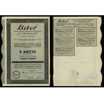 Poland, 5 shares of 100 zlotys each = 500 zlotys, 1934, Warsaw