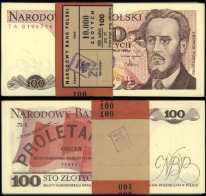 Polsko, sada: 100 x 100 zlotých s banderolou NBP, 1.06.1986, TA