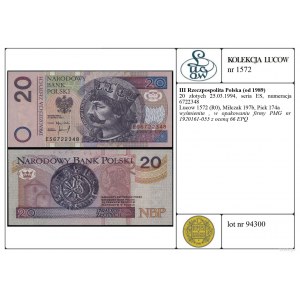 Polsko, 20 zlotých, 25.03.1994, série ES