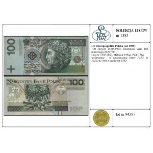 Polsko, 100 zlotých, 25.03.1994, série BH