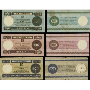 Poland, set of 3 vouchers: 1 cent, 2 cents, 20 cents, 1.10.1979