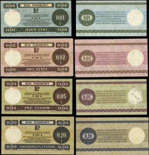 Polsko, sada 4 poukazů: 1 cent, 2 centy, 5 centů, 20 centů, 1.10.1979