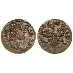Polska, szeląg miedziany (boratynka), 1663, Ujazdów