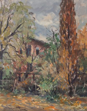 Eugeniusz Dzierzencki (1905 Warszawa - 1990 Sopot), Pejzaż jesienny, Sopot, ul. Kościuszki 61