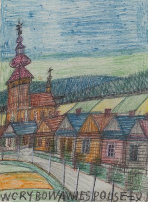Nikifor Krynicki (1895 Krynica Zdrój - 1968 Folusz), Uliczka z kościołem