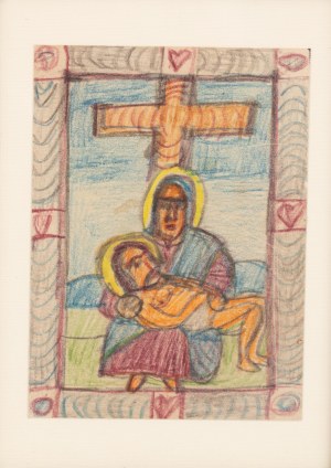 Nikifor Krynicki (1895 Krynica Zdrój - 1968 Folusz), Pieta, po 1960 r.