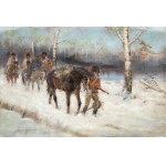 Jerzy Kossak (1886 Kraków - 1955 there), Retreat from under Moscow, 1938.