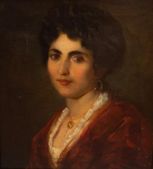 Malarz Nierozpoznany (II poł. XIX w.), Portret kobiety w czerwonej sukni