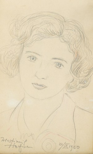 Wlastimil Hofman (1881 Praga - 1970 Szklarska Poręba), Portret kobiety, 1950 r.