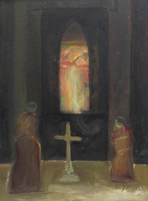 Jerzy Skrebec (1926 Łódź-1995 Gdańsk), Scena we wnętrzu