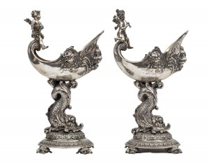 Pair of cups in the form of nautilus, Germany, 19th/20th century