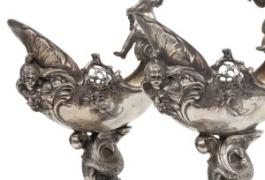 Pair of cups in the form of nautilus, Germany, 19th/20th century