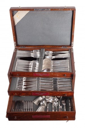 Art Déco style cutlery for 12 persons, Warsaw, goldsmith 