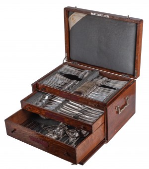 Art Déco style cutlery for 12 persons, Warsaw, goldsmith 