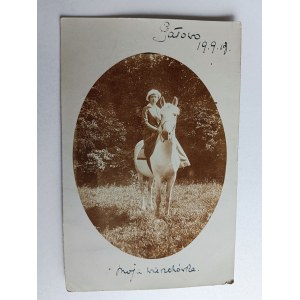 PHOTO GALOWO, SHAMOTULY, WOMAN ON HORSEBACK 1918, STAMP, STAMP