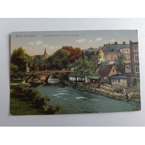 POCZTÓWKA LĄDEK ZDRÓJ BAD LANDECK MOST STEMPEL ZNACZEK