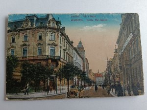 HARMONICKÁ POHLEDNICE LVOV LEMBERG STREET 3 MAY, PŘEDVÁLEČNÁ