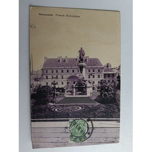 POSTKARTE WARSCHAU MICKIEWICZ DENKMAL VORKRIEGSBRIEFMARKE 1910